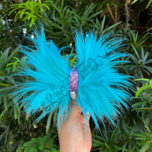 Blue Monster Fur Bow