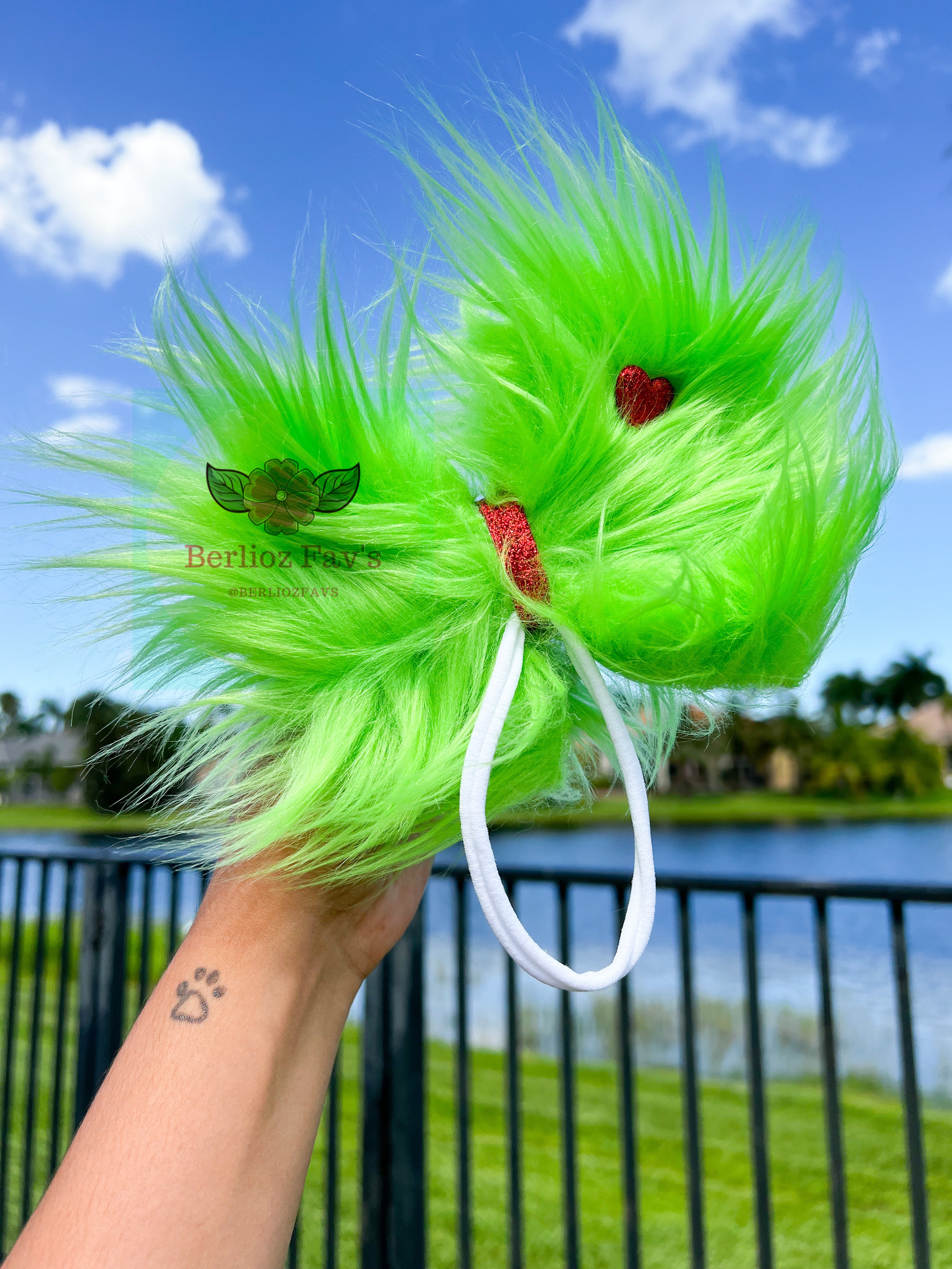 Furry Green Bow